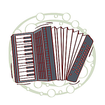 插画,手风琴,白色背景