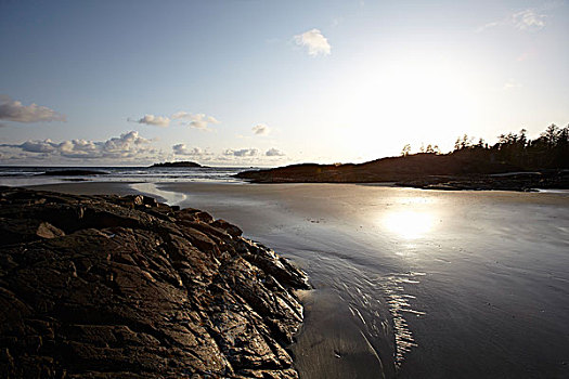 太阳,上方,海滩,不列颠哥伦比亚省,加拿大