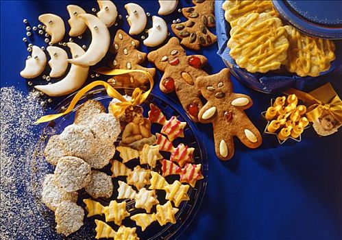 圣诞饼干,姜饼,泰迪熊,大茴香,月亮