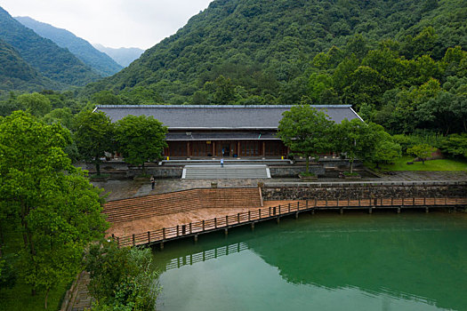 杭州富阳区黄公望隐居地纪念馆航拍