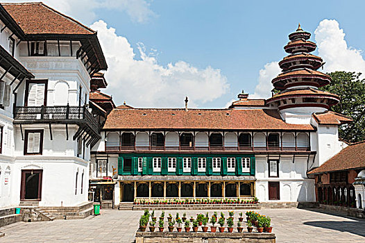 建筑,庙宇,五个,圆形,屋顶,哈奴曼,老,皇宫,加德满都,地区,尼泊尔,亚洲