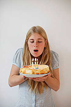 女人,生日蛋糕