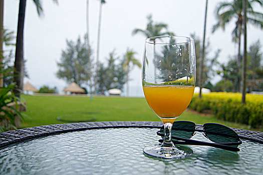休闲,果汁,太阳镜,海景