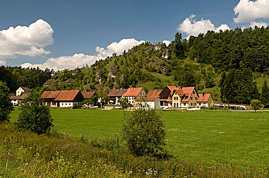 位于,乡村,山谷,瑞士,自然,保存,弗兰克尼亚,巴伐利亚,德国,欧洲