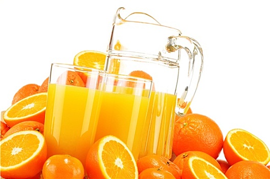 构图,玻璃杯,橙汁,水果