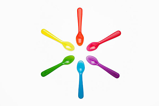 彩色,塑料制品,勺子,圆