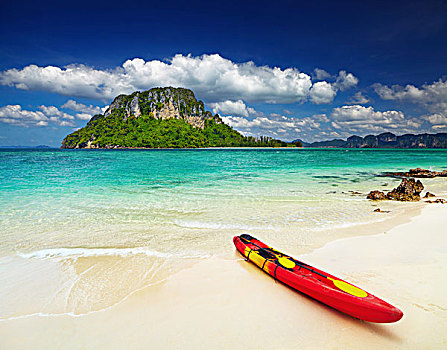 彩色,皮筏艇,热带沙滩,泰国
