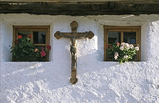 窗户,木质,十字架,南蒂罗尔,意大利