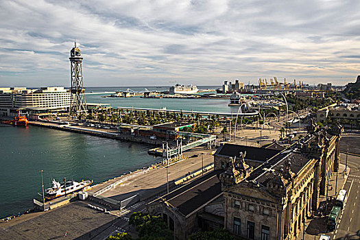 航拍,贝尔港,巴塞罗那,西班牙