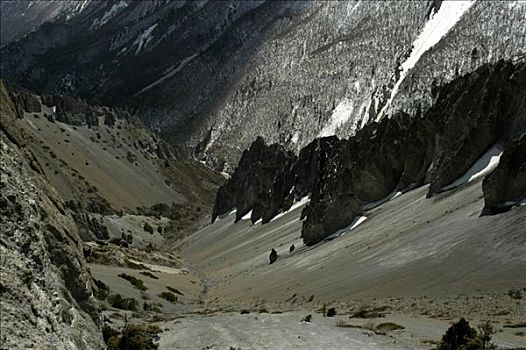 山,斜坡,鲜明,沙子,黑色,石头,靠近,安娜普纳地区,尼泊尔