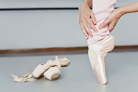 芭蕾舞者,检查,脚趾,脚尖站立