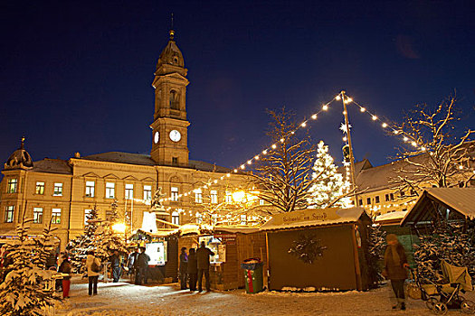 圣诞节,市场,树,正面,城市,萨克森,德国,欧洲