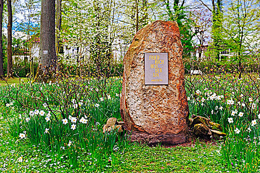 纪念,石头,诗人,小树林,公园,坏,北莱茵威斯特伐利亚,德国,欧洲