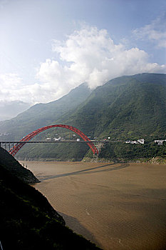 长江三峡巫山巫峡口与巫峡长江大桥