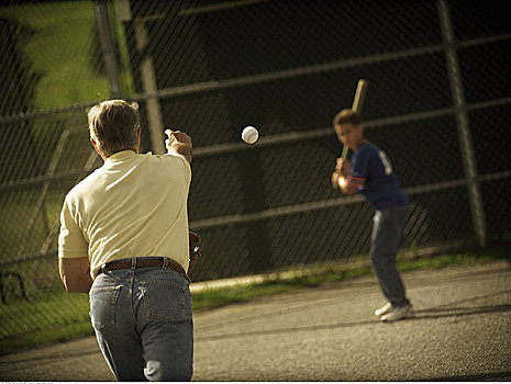 父子,玩,棒球