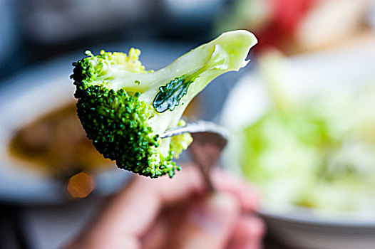 花椰菜,叉子,盘子,蔬菜沙拉,碗