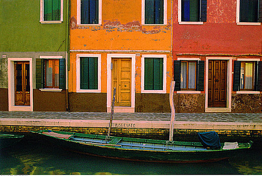 小船,房子,威尼斯泻湖,意大利