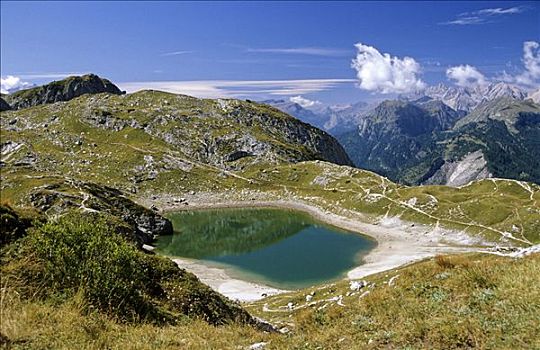 高山湖,多洛迈特山,意大利