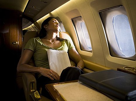 职业女性,睡觉,飞机