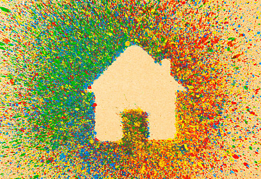 房子,形状,上方,背景,彩色