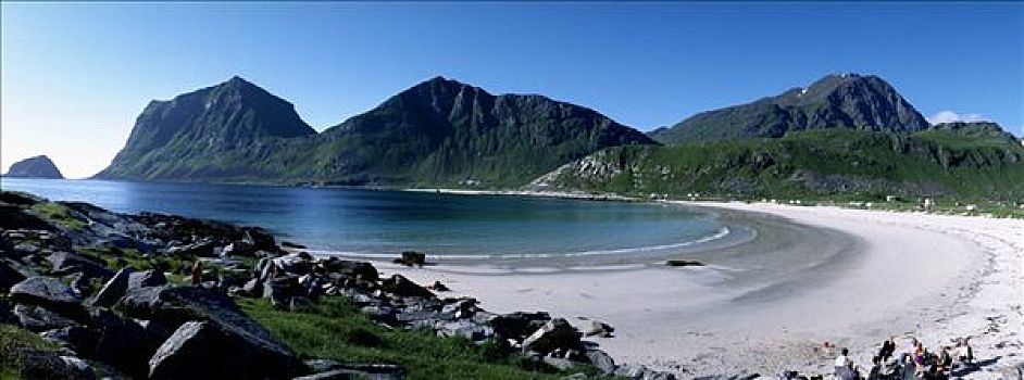 海滩,靠近,岛屿,罗弗敦群岛,挪威,斯堪的纳维亚,欧洲
