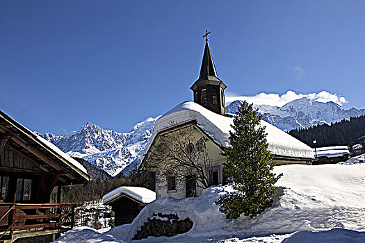 法国,阿尔卑斯山,上萨瓦省,小教堂