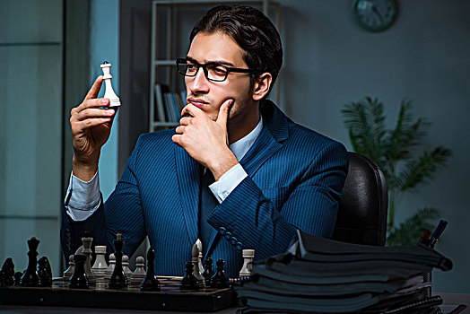 商务人士,玩,下棋,策略,概念