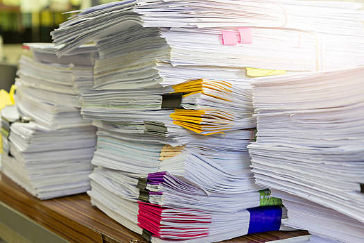 堆,尚未完成,文件,办公室,书桌,一堆,商务,纸,旧式