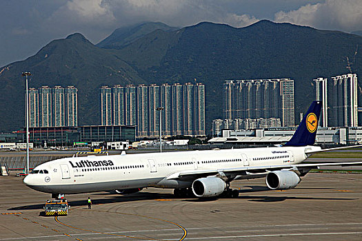 汉莎航空公司,空中客车,喷气式飞机,香港,机场