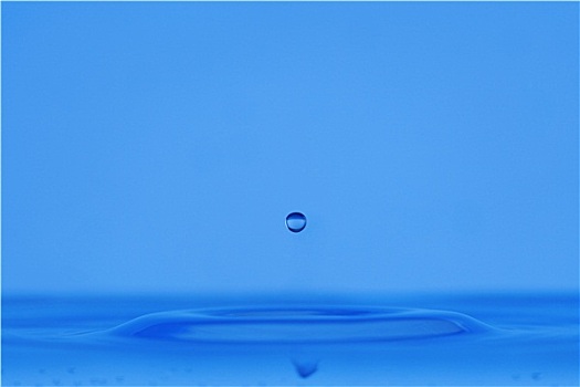 蓝色,水滴,击打,水面,溅,向上