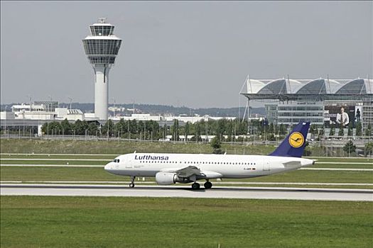 慕尼黑,2005年,汉莎航空公司,空中客车,输入,出租车,举起,位置,机场