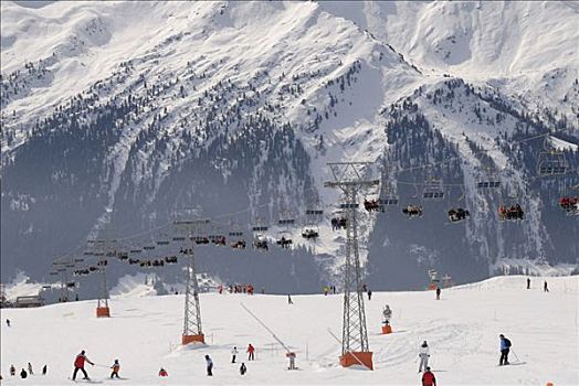 缆车,滑雪者,滑雪板玩家,瓦莱,瑞士