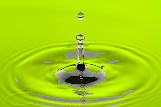 水滴,抽象画面,水池,绿色,反射