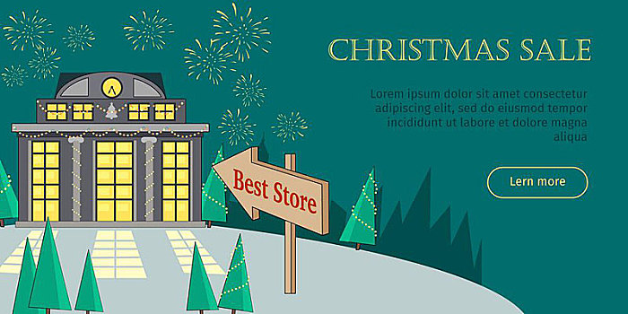 圣诞节,销售,概念,网络,旗帜,风格,矢量,指示,最好,商店,文字,商场,建筑,假日,围绕,圣诞树,烟花,天空,寒假