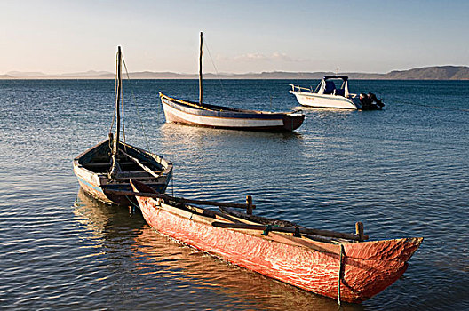 马达加斯加,渔船,日落