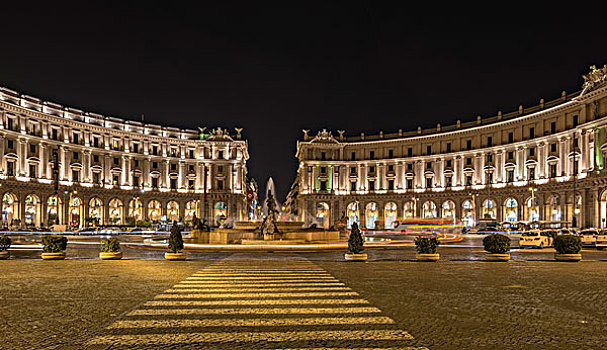 夜景,广场,1898年,罗马,拉齐奥,意大利,欧洲