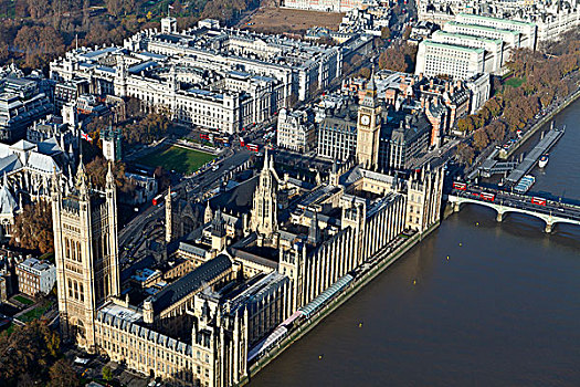 英格兰,伦敦,威斯敏斯特,航拍,议会大厦,威斯敏斯特桥,俯视,泰晤士河