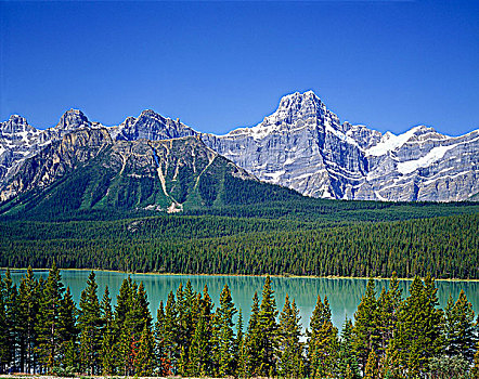 落基山脉,瀑布,湖,班芙国家公园,加拿大