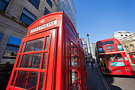 英格兰,伦敦,红色,电话亭,双层巴士