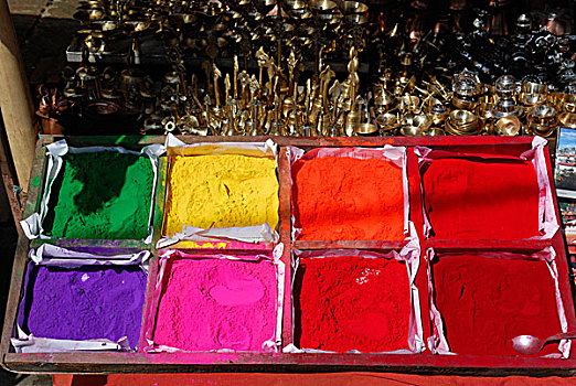 彩色,粉末,盒子,帕苏帕蒂纳特寺,加德满都,尼泊尔,亚洲