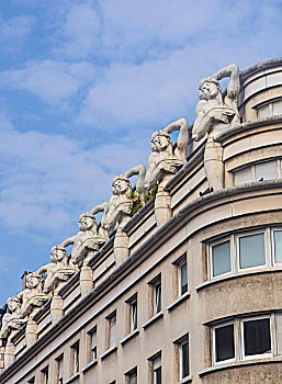 法国,巴黎,现代,女像柱,顶端,建筑