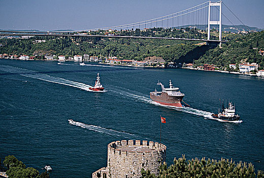 土耳其,伊斯坦布尔,博斯普鲁斯海峡,船,交通,桥,大幅,尺寸
