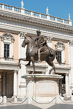 青铜,骑马雕像,帝王,后面,新宫,罗马,拉齐奥,意大利,欧洲