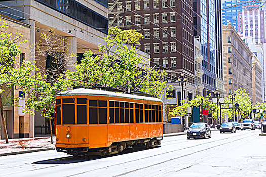 旧金山,有轨电车,市场,街道,市区,加利福尼亚