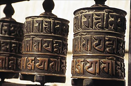尼泊尔,加德满都,四眼天神庙,特写,转经轮,雕刻
