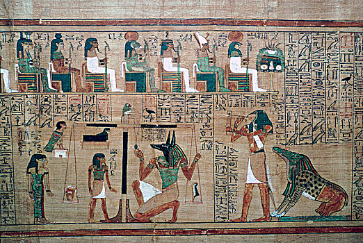 埃及,纸莎草,称重,心形,艺术家,未知
