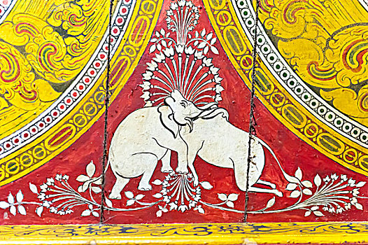 佛教,绘画,木头,错觉,大象,母牛,一个,头部,庙宇,石头,省,斯里兰卡,亚洲