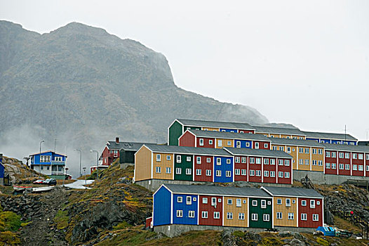 格陵兰,彩色,沿岸城镇,西海岸