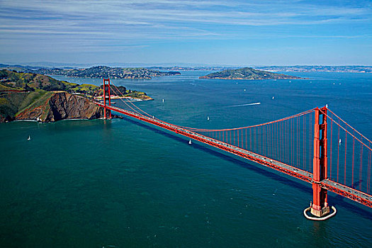 美国,加利福尼亚,旧金山,金门大桥,海岬,旧金山湾,俯视