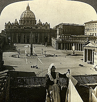 圣彼得广场,大教堂,梵蒂冈,罗马,意大利